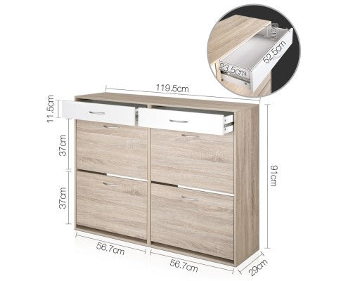 BART 2 TIER SHOE CABINET - TWO TONED FINISH