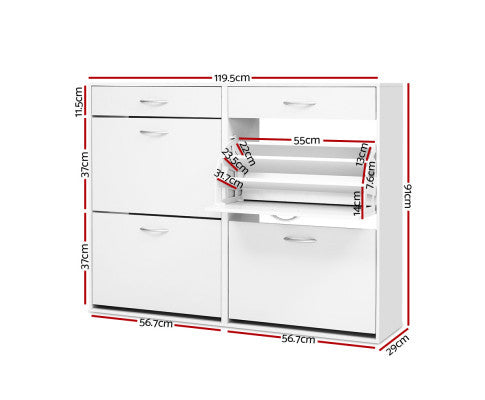 CRESSIDA SHOE CABINET WITH 4 STORAGE COMPARTMENTS - WHITE