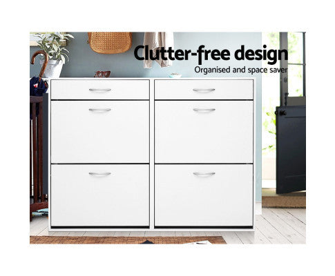 CRESSIDA SHOE CABINET WITH 4 STORAGE COMPARTMENTS - WHITE