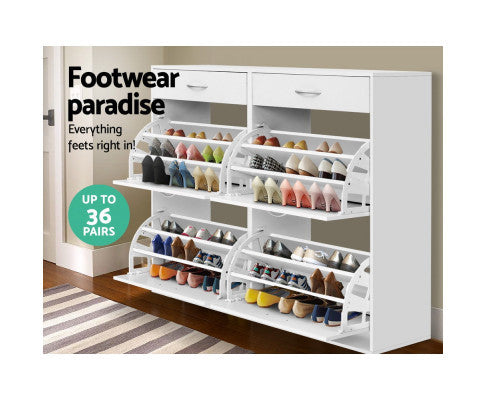 CRESSIDA SHOE CABINET WITH 4 STORAGE COMPARTMENTS - WHITE