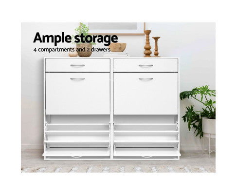 CRESSIDA SHOE CABINET WITH 4 STORAGE COMPARTMENTS - WHITE