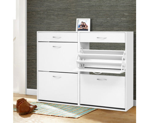 CRESSIDA SHOE CABINET WITH 4 STORAGE COMPARTMENTS - WHITE