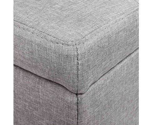 AMARIS FAUX LINEN FABRIC STORAGE OTTOMAN (OTM-L-LINEN-LI2-GY) - 400(H) X 1020(W) - LIGHT GREY