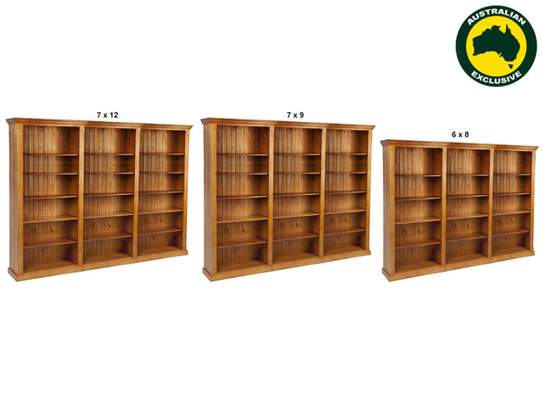 FEDERATION (AUSSIE MADE) BOOKCASE - (4 SECTIONS) PIGEON PAIRED COLLECTION - ASSORTED STAINED COLOURS