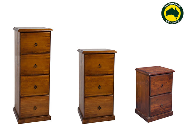 NOOSA (AUSSIE MADE) FILING CABINET COLLECTION - ASSORTED STAINED COLOURS