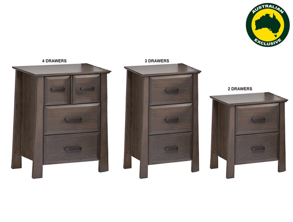 FINLEY (AUSSIE MADE) BEDSIDE TABLE COLLECTION - ASSORTED STAINED COLOURS