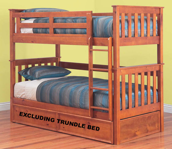 KING SINGLE OVER KING SINGLE AWESOME (MODEL 6-15-18-20-5) BUNK BED - (EXCLUDING TRUNDLE) - TEAK