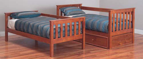 SINGLE OVER SINGLE AWESOME (MODEL 6-15-18-20-5) BUNK BED - EXCLUDING TRUNDLE - TEAK - INCLUDES FREE LINEN PROMO PACKAGE - VALUED AT $800