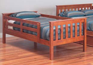 AWESOME (MODEL:6-15-18-20-5) SINGLE OVER DOUBLE (TRIO) BUNK BED WITH MATCHING SINGLE STORAGE TRUNDLE BED - TEAK