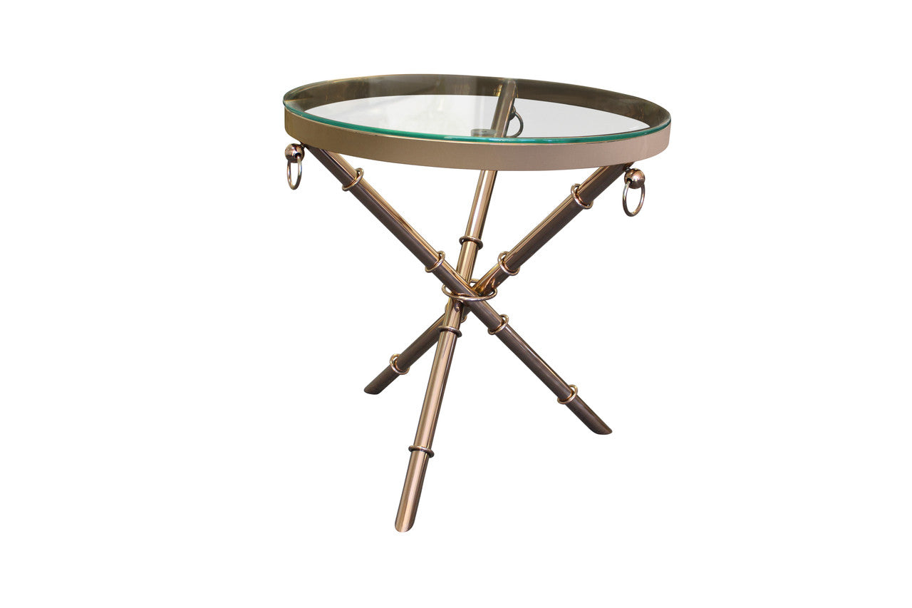 FORUM ROUND SIDE TABLE - 500(DIAM) -ROSE GOLD / CLEAR