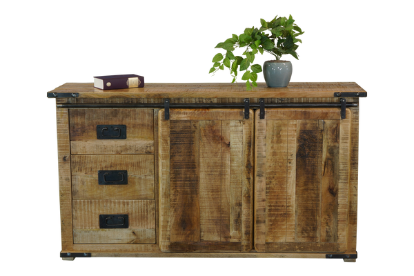 FOUNDRY BUFFET WITH 3 DRAWERS / 2 DOORS - 900(H) X 1600(W) - RUSTIC MANGO