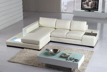 COLUMBIA-II (G1010B) 3 SEATER LEATHER/ETTE COMBINATION CHAISE LOUNGE - ASSORTED COLOURS