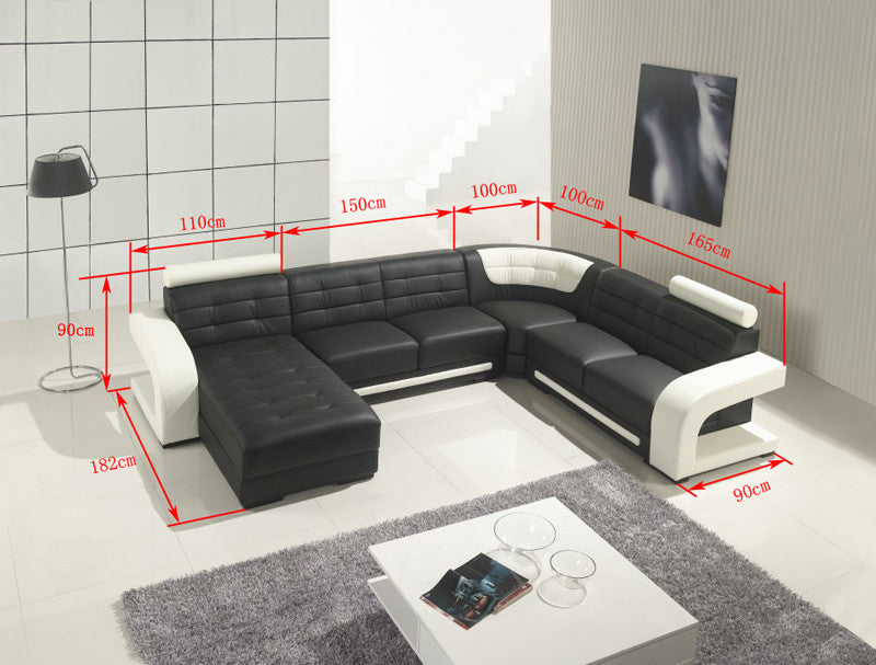 EMMERICH (G1013) LEATHER/ETTE COMBINATION CORNER CHAISE LOUNGE - ASSORTED COLOURS