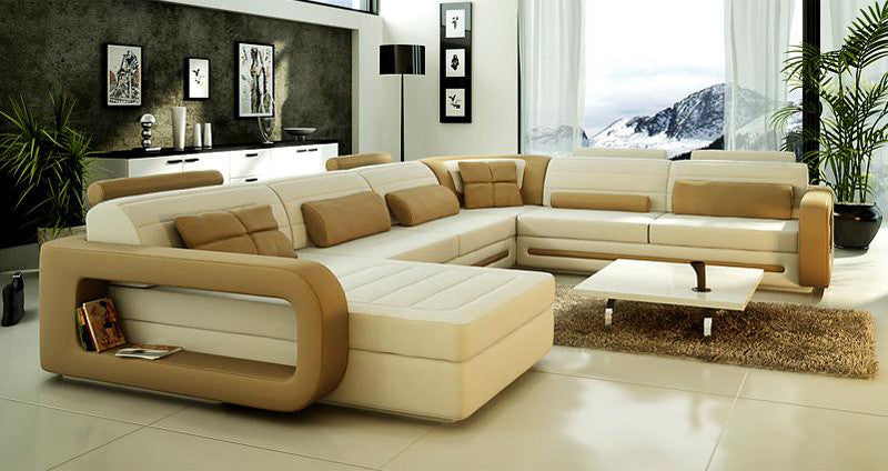 COBAIN (G1019) LEATHER/ETTE COMBINATION CORNER CHAISE LOUNGE SUITE - ASSORTED COLOURS
