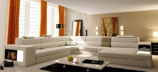 METELLO (G1054) LEATHER/ETTE COMBINATION CORNER LOUNGE SUITE WITH CHAISE AND OTTOMAN - ASSORTED COLOURS