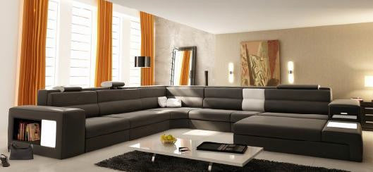 METELLO (G1054) LEATHER/ETTE COMBINATION CORNER LOUNGE SUITE WITH CHAISE AND OTTOMAN - ASSORTED COLOURS