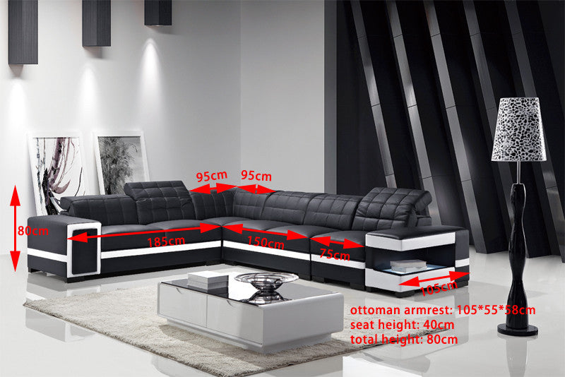 AVIANNA (G1056) 1 SEATER + 2 SEATER + 3 SEATER LEATHER/ETTE COMBINATION CORNER LOUNGE SUITE WITH OTTOMAN - ASSORTED COLOURS
