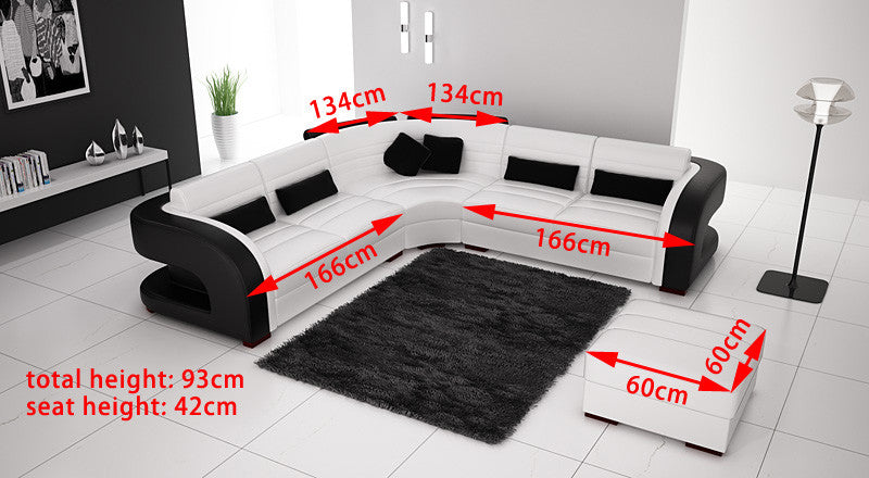 CHARLOTTE-II (G1071B) LEATHER/ETTE COMBINATION CORNER LOUNGE WITH OTTOMAN - ASSORTED COLOURS