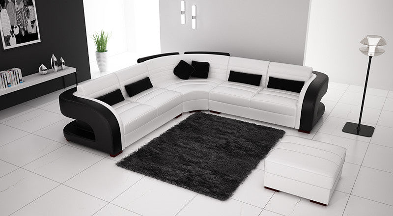 CHARLOTTE-II (G1071B) LEATHER/ETTE COMBINATION CORNER LOUNGE WITH OTTOMAN - ASSORTED COLOURS