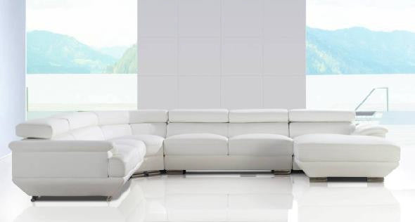 AUSILIA (G1079) 2 SEATER + 2 SEATER LEATHER/ETTE COMBINATION CORNER CHAISE LOUNGE SUITE - ASSORTED COLOURS