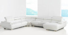 AUSILIA (G1079) 2 SEATER + 2 SEATER LEATHER/ETTE COMBINATION CORNER CHAISE LOUNGE SUITE - ASSORTED COLOURS