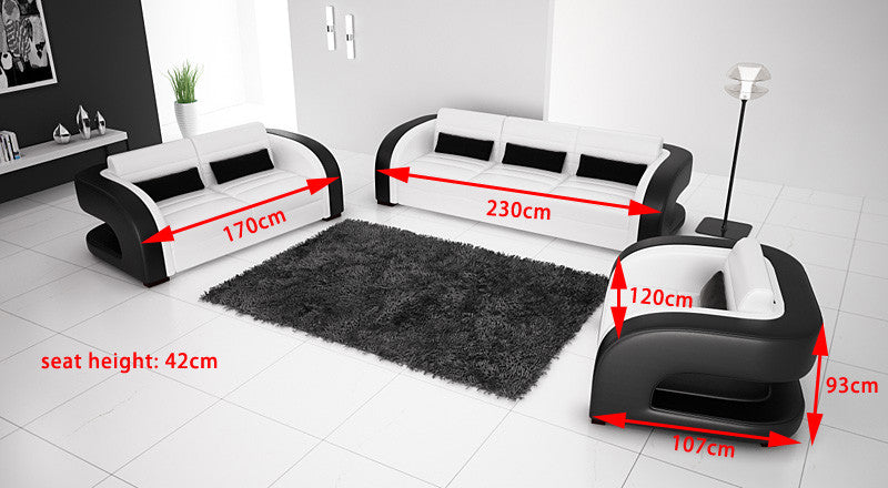 KHIERA (G5007) 1 SEATER + 2 SEATER + 3 SEATER LEATHER/ETTE COMBINATION LOUNGE SUITE - ASSORTED COLOURS