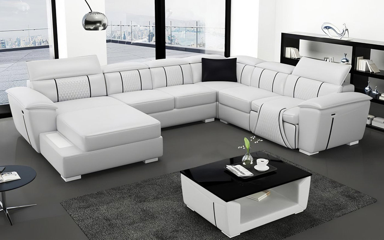 ODESSA 3R + 1R CHAISE LOUNGE SUITE( MODEL-G8048C) IN TOP GRAIN + PVC - ASSORTED COLOURS