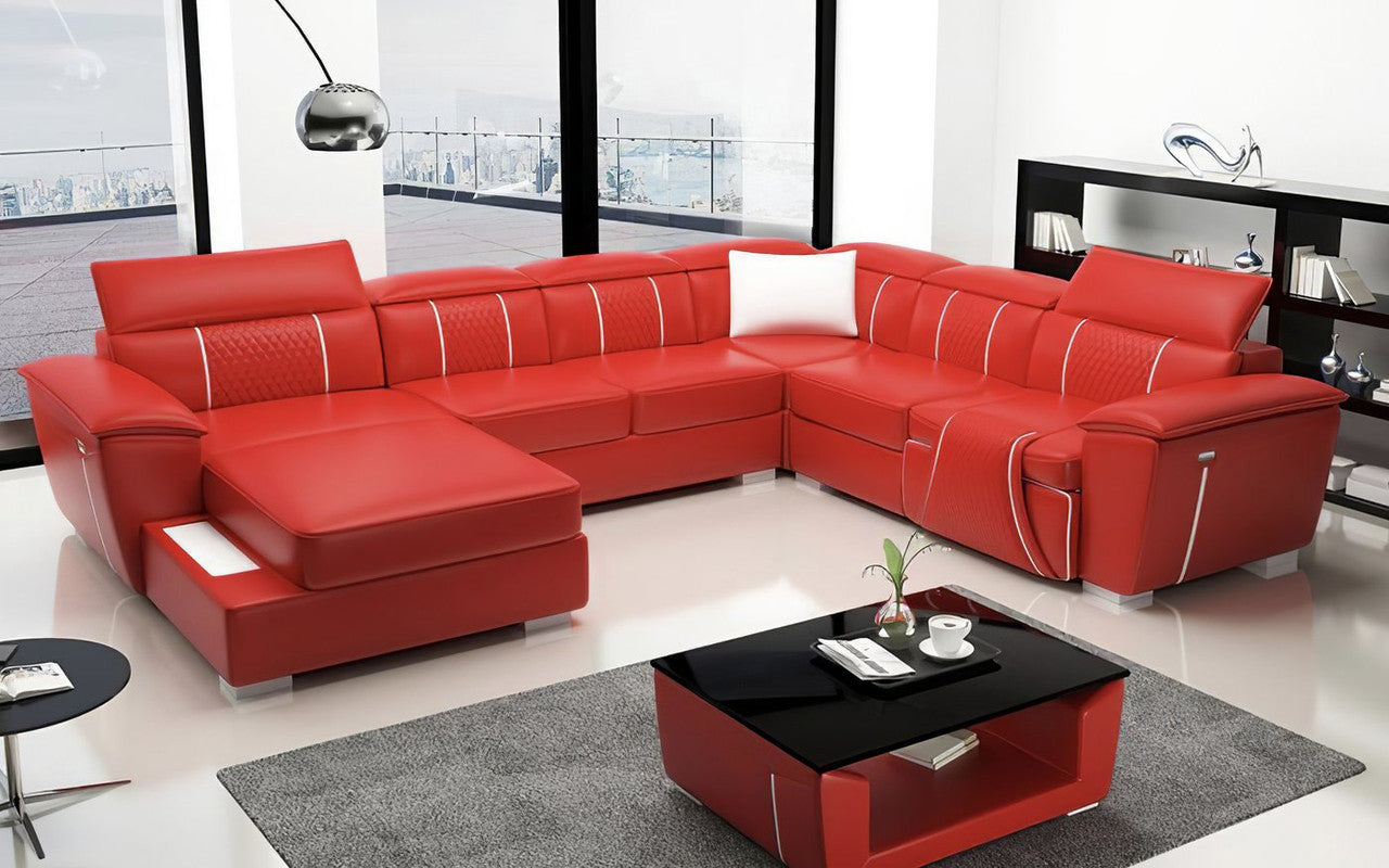 ODESSA 3R + 1R CHAISE LOUNGE SUITE( MODEL-G8048C) IN TOP GRAIN + PVC - ASSORTED COLOURS