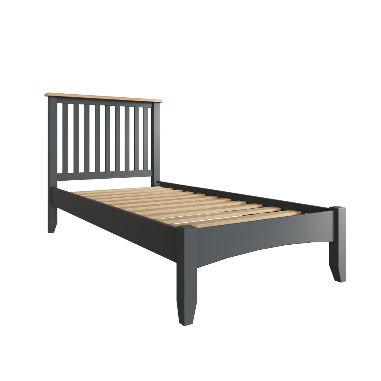 KING SINGLE EMMETT BED (GA-30-G) - 1100(H) x 2040(W) x 1030(D) - GREY / LIGHT OAK (2 TONE)