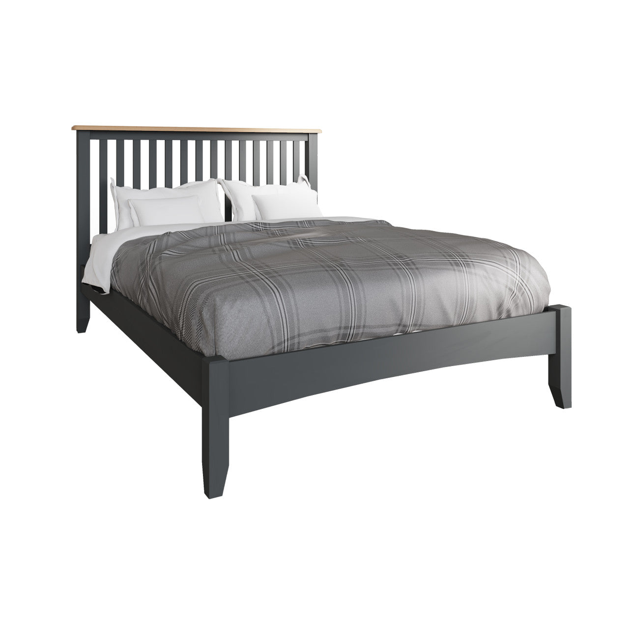 QUEEN EMMETT BED (GA-50-G) - 1100(H) x 2140(W) x 1660(D) - GREY / LIGHT OAK (2 TONE)