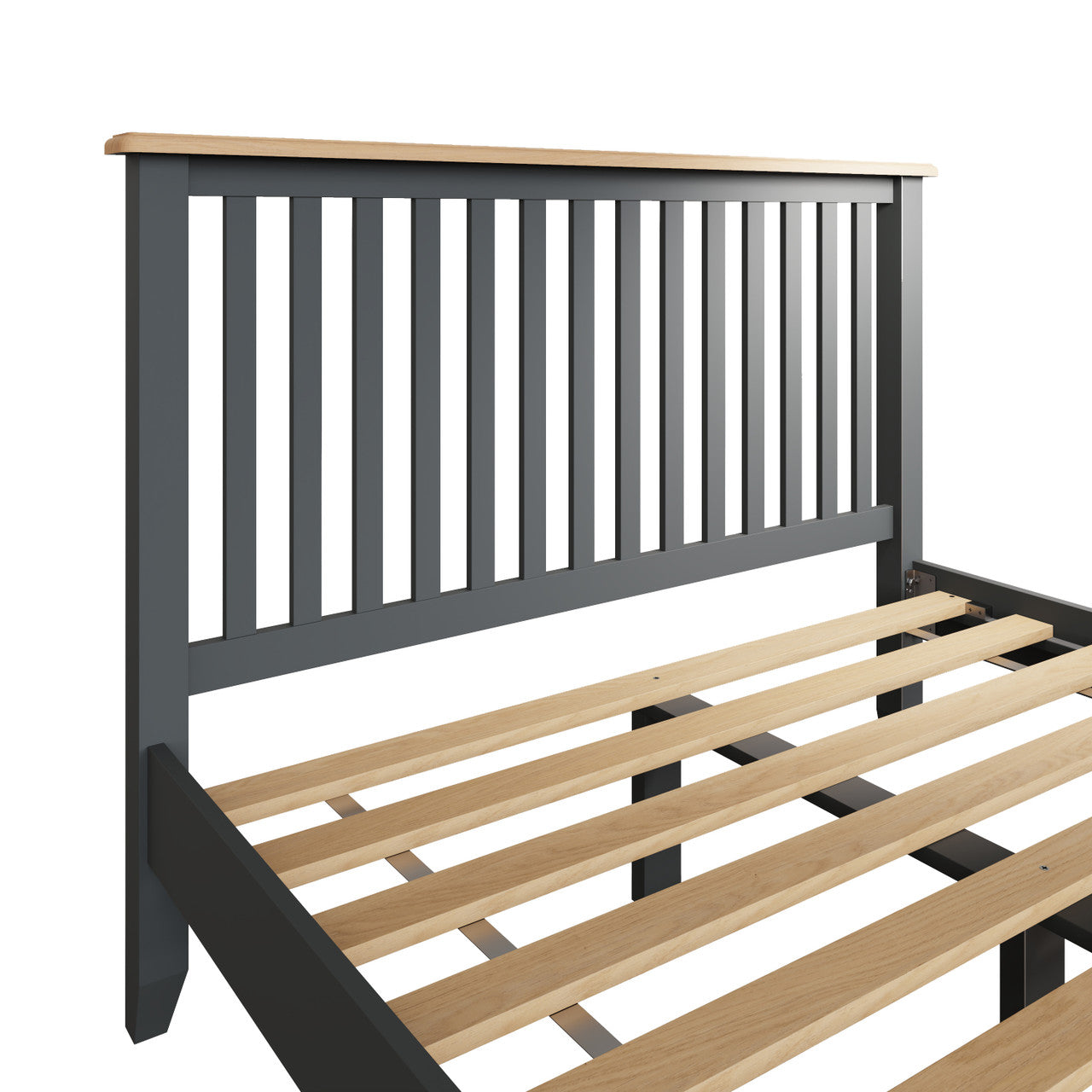 QUEEN EMMETT BED (GA-50-G) - 1100(H) x 2140(W) x 1660(D) - GREY / LIGHT OAK (2 TONE)