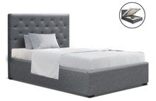KING SINGLE GENEKO (LOW PROFILE) GAS LIFT STORAGE FABRIC BED - GREY
