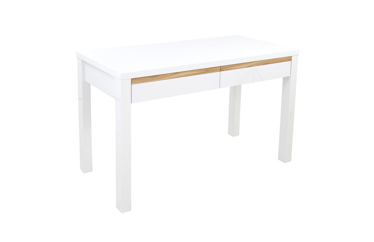 GEORGIA 2 DRAWER WORK DESK - GLOSS WHITE / CYPRESS