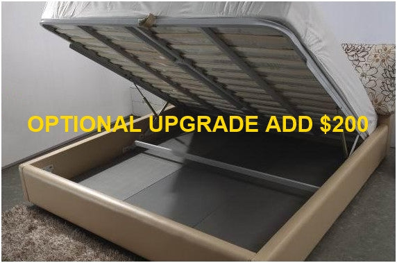 QUEEN COLLEGNO LEATHERETTE BED (A9301) - ASSORTED COLOURS - (WITH OPTIONAL UPGRADE FOR GAS LIFT UNDERBED STORAGE)