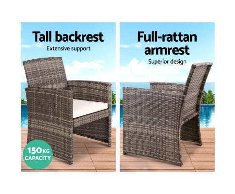 NORMA 4 PIECE OUTDOOR RATTAN LOUNGE SETTING - GREY