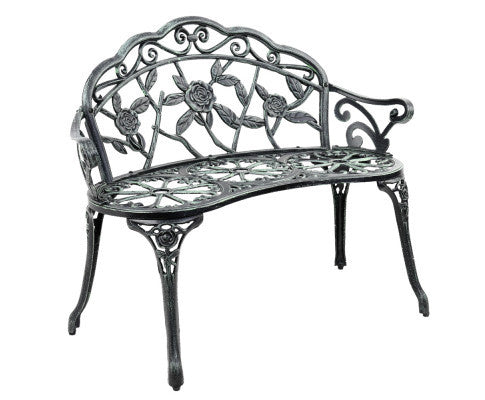 WALDEN OUTDOOR METAL BENCH WITH ARMREST - GREEN