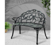 WALDEN OUTDOOR METAL BENCH WITH ARMREST - GREEN
