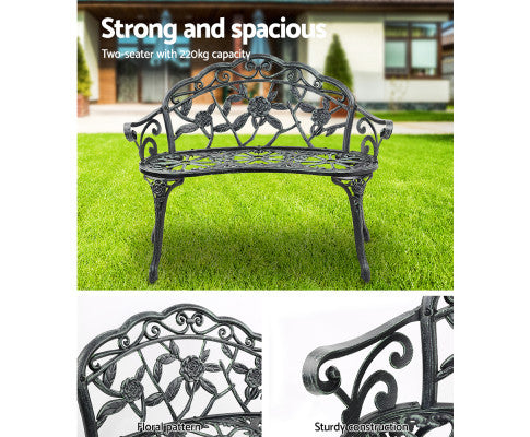 WALDEN OUTDOOR METAL BENCH WITH ARMREST - GREEN