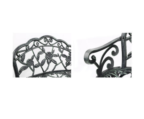 WALDEN OUTDOOR METAL BENCH WITH ARMREST - GREEN
