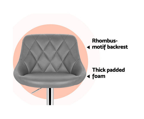 SEBASTIAN (SET OF 4) LEATHER GAS LIFT SWIVEL CHAIR - GREY