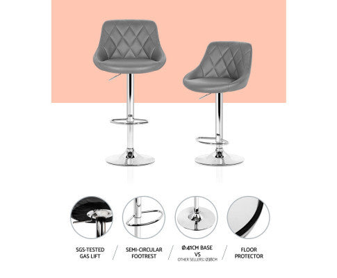 SEBASTIAN (SET OF 4) LEATHER GAS LIFT SWIVEL CHAIR - GREY
