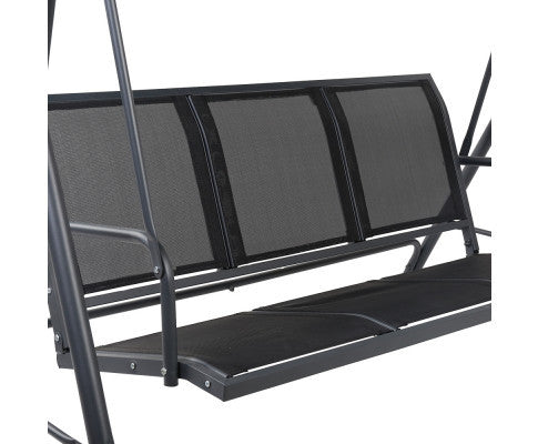GENEVIEVE OUTDOOR 3 SEATER CANOPY SWING CHAIR - BLACK