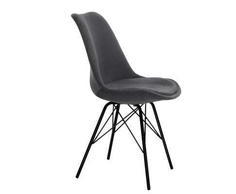 RUMNER (SET OF 2) VELVET FABRIC DINING CHAIR - GREY