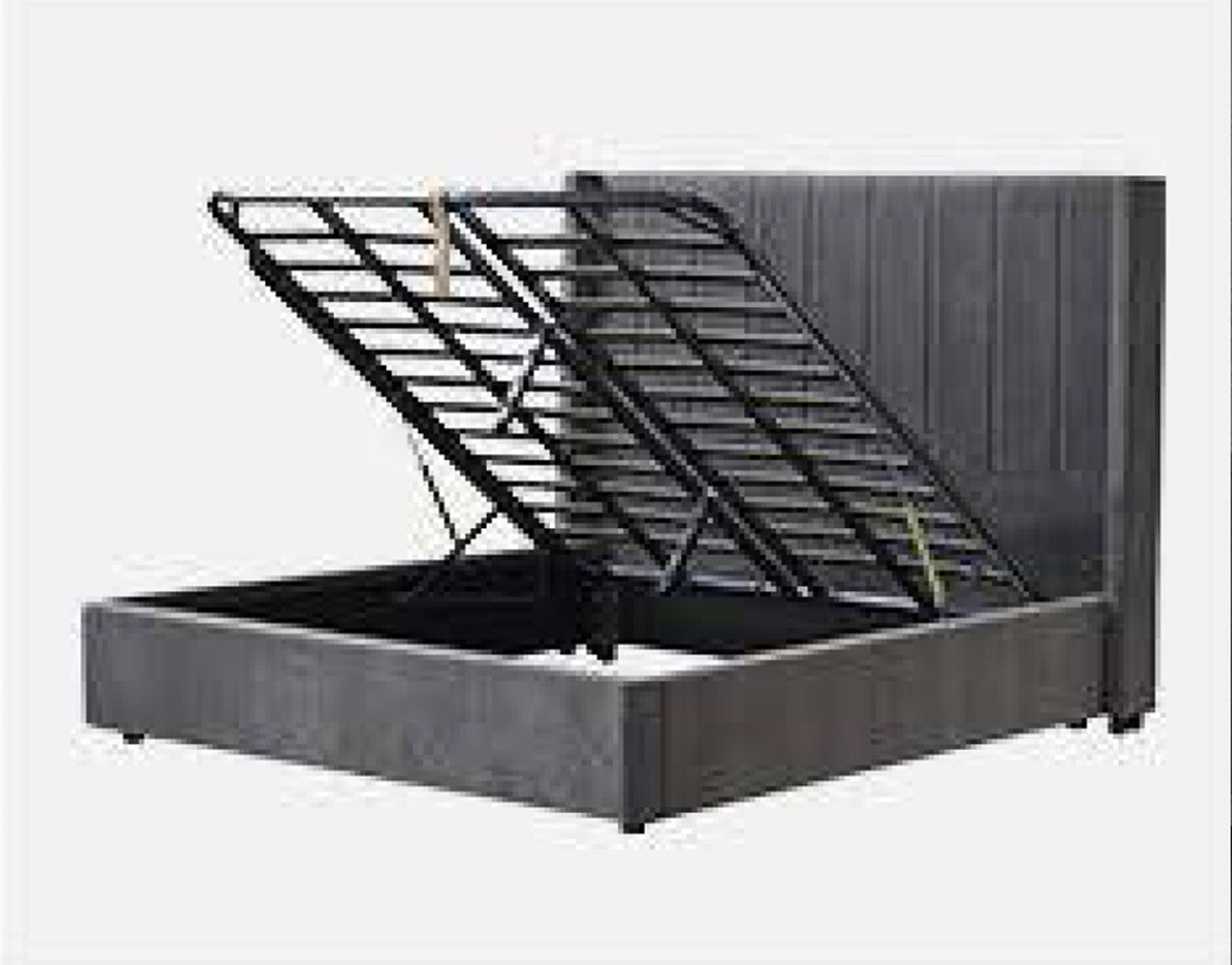 SINGLE KENSINGTON LEATHERETTE / LINEN / VELVET GAS LIFT BED  - ASSORTED COLOURS