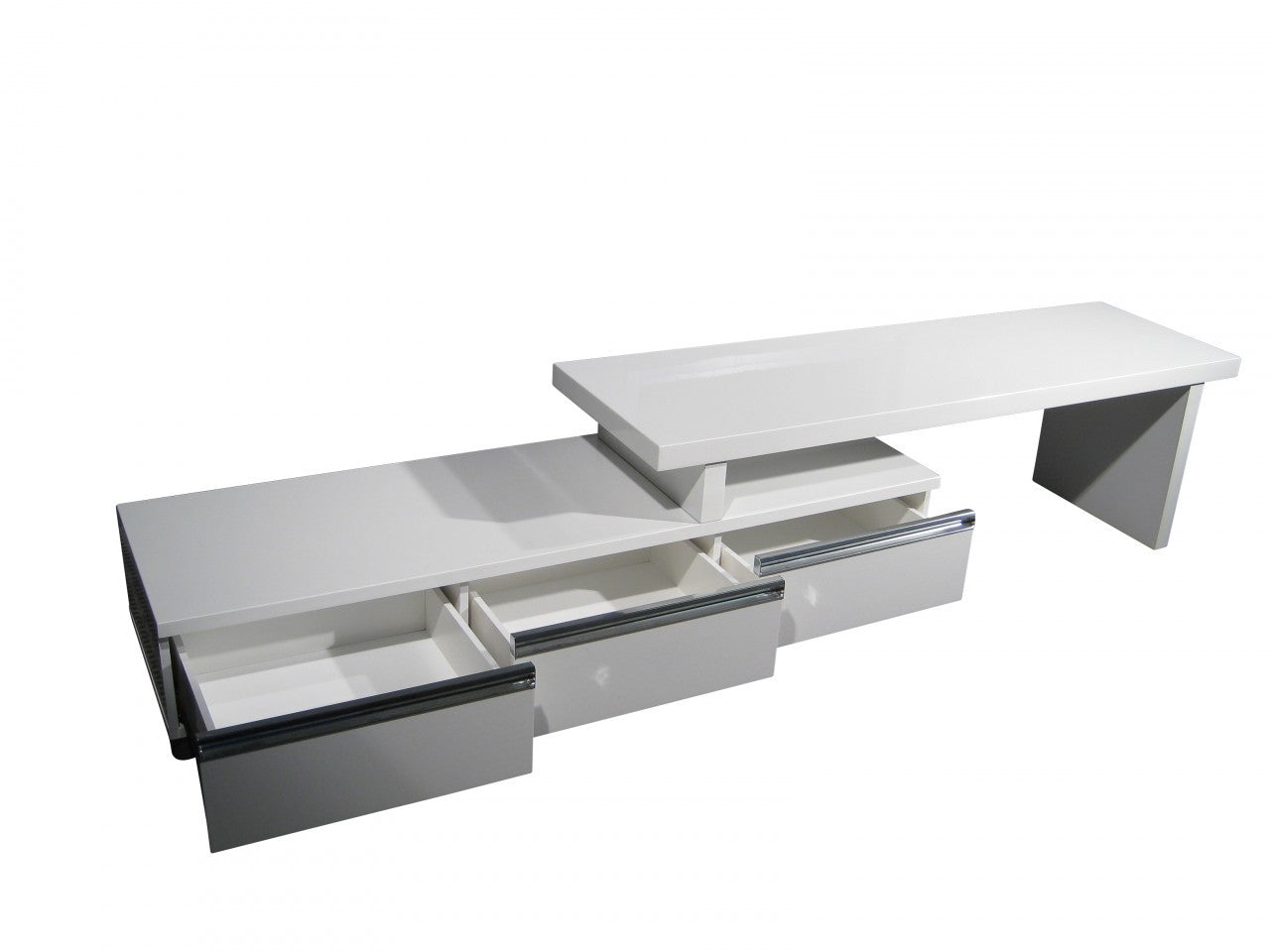 GLENDA EXTENDABLE ENTERTAINMENT UNIT - 470(H) x 1640/2860(W) - HIGH GLOSS WHITE