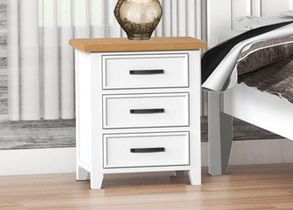 SYDNEYSIDE (AUSSIE MADE) 3 DRAWER BEDSIDE TABLE - TWO TONE - ASSORTED PAINTED COLOURS
