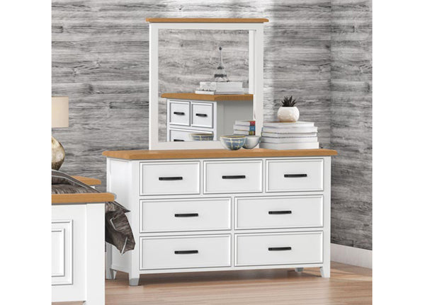 SYDNEYSIDE (AUSSIE MADE) 7 DRAWER DRESSING TABLE WITH MIRROR - TWO TONE - ASSORTED PAINTED COLOURS