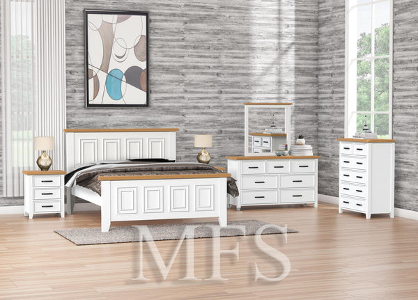 KING SYDNEYSIDE (AUSSIE MADE) 6 PIECE (THE LOT) BEDROOM SUITE - TWO TONE - ASSORTED COLOURS