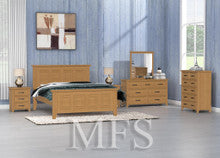 DOUBLE OR QUEEN SYDNEYSIDE (AUSSIE MADE) 5 PIECE (DRESSER) BEDROOM SUITE - TASSIE OAK COMBINATION - ASSORTED COLOURS