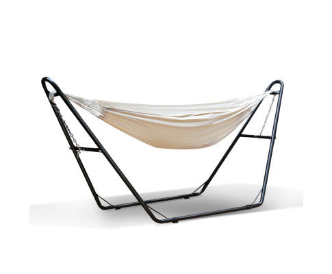 LINNET OUTDOOR HAMMOCK BED WITH STEEL FRAME STAND - CREAM